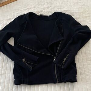 Ekyog Women's Black Zipper Moto Style Cotton Sweater Jacket French Sustainable S